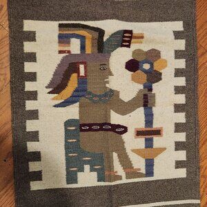 Mayan  Handwoven Rug/Wall Hanging from Cancun